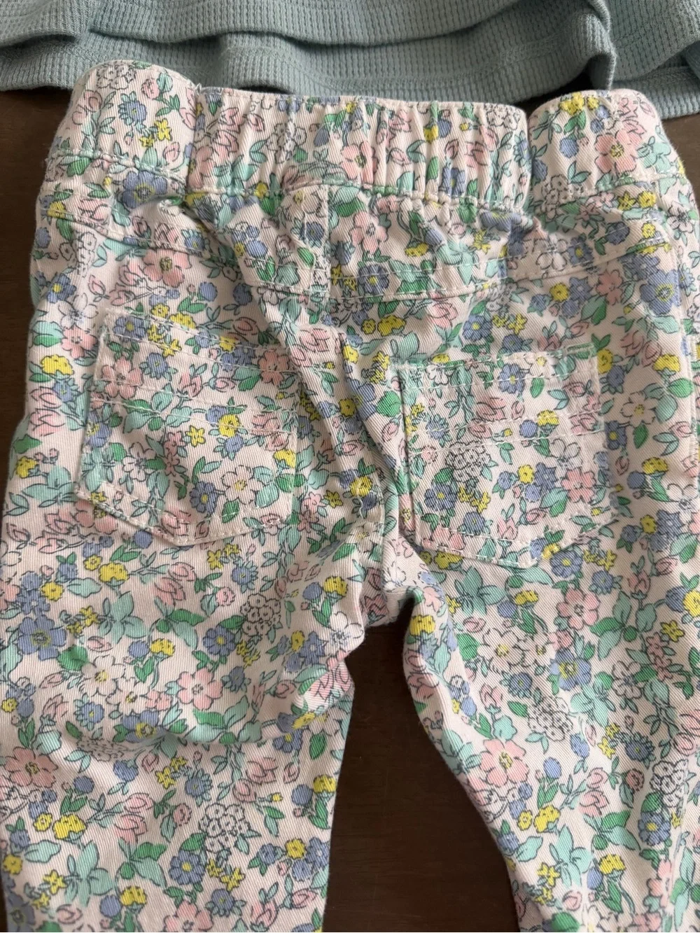 Carter's/Old Navy Baby Girls 3M 2pc Cotton Floral Waffle Top Jeans Set